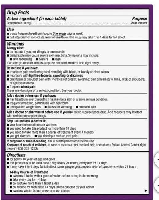 4件装Kirkland Omeprazole20毫克42片 — 第 3/4 张图片