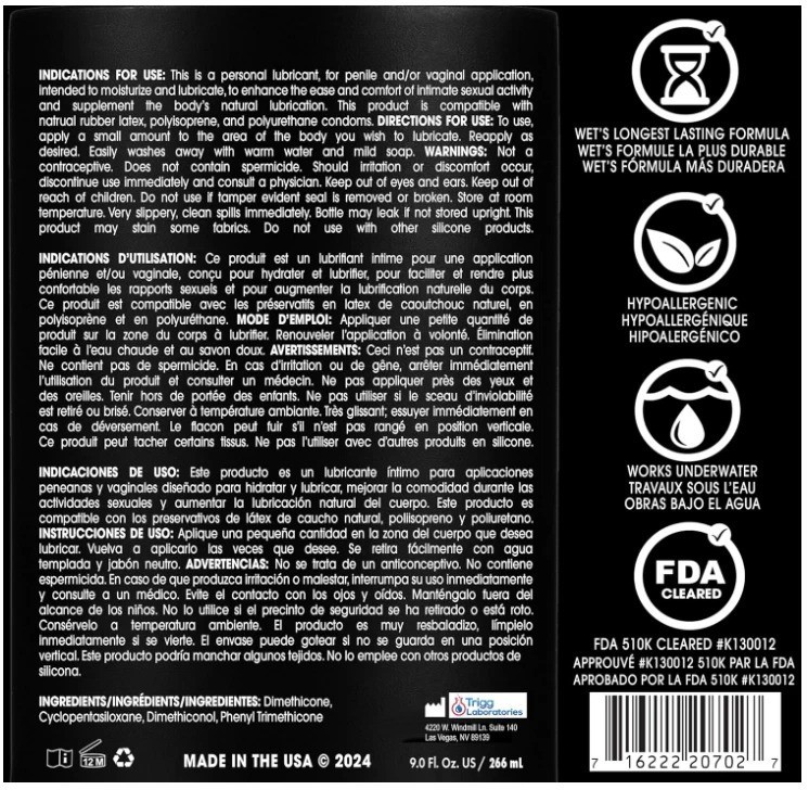 Platinum Silicone Based Lube 9 Oz Bottle, Ultra Long Lasting Premium Personal Lu