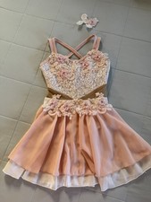 GLAMOUR Costumes Dance Costume Lyrical Solo Pink White Sz Child Large LC