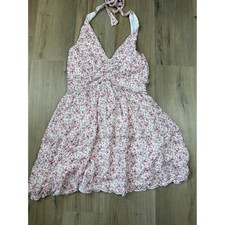 Trixxi Francesca's Boutique Pink Floral Halter Ruffle Mini Dress Small