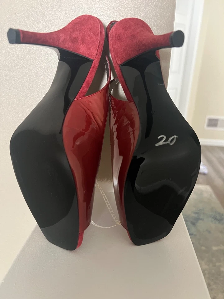 Anne Klein Borgoña Charol Peep Toe Tacones Talla 8 1/2 Estado: Nuevo Foto 4 de 4