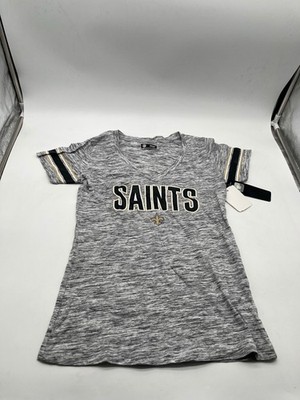 New Orleans Saints Womens Shirt S Gray V Neck NFL Team Apparel Tee