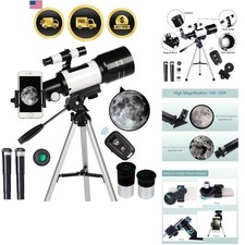 Portable Beginner Telescope 70mm Refractor 15X-150X with Phone Adapter Remote