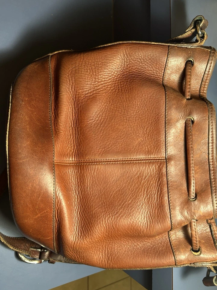 Brighton Cowgirl Western Leather Bucket Bag Distressed Brown Shoulder crossbody - Image 4 of 4