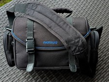 Sac photo PHOTOLINE noir cordura modulable nombreuses poches, bandoulière