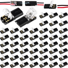 60pcs Double Wire Plug in Connector, Quick Clip Fasteners with Locking Buckle, L