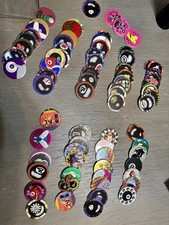 Lot Of 94 Vintage 90s Pogs Collection And 9 Slammers with tubes
