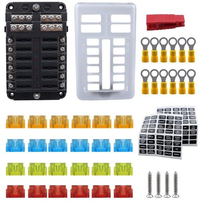 12 Volt Fuse BlockMarine Fuse Box 12V-24V DC Fuse Holder Circuit Holder Panel...