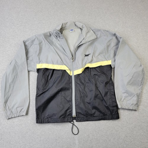 Asics, Asics Track Jacket Mens Medium VTG 90s Gray Colorblock Full Zip Pockets