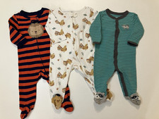 Lot 3 Baby BOY 3-6 CARTERS Cotton Pajamas Sleepers Clothes Bundle Turkey Fall PJ