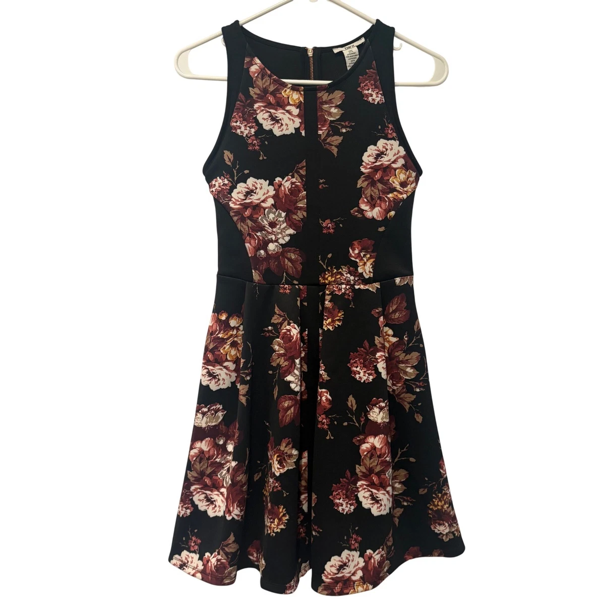 Robe Courte Sans Manches BAR III - Imprimé Floral/Géométrique - Taille XL - Noir - Neuf Avec Étiquettes