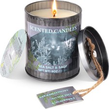 Scented Candles for Home, 8oz Soy Candle, 50H Burn, Sea Salt  Sage Aromatherapy