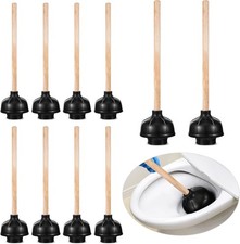 10 Pcs Toilet Plungers for Bathroom Heavy Duty 18 Inch Bulk Black Commercial
