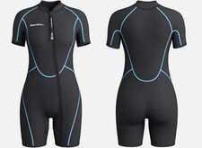 SeaSkin Shorty Diving Surfing Front Zip 3mm Wetsuit Black Women  s Size M O 