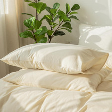 Bedding Pillowcases Pack of 2 100 Washed Cotton Linen like Textured Breathable
