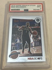 Zion Williamson 2019 Panini Hoops Premium Stock PSA 9 Mint Card Rookie #296