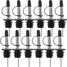 12 Pack Liquor Pour Spout, Stainless Steel Classic Bottle Pourers with Rubber Du