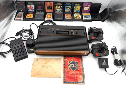 Vintage Atari Video Computer System Bundle Working, CX2600A, No Coaxial Adapter