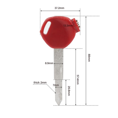 Uncut Blade Blank Key 1pcs Left Slot For 100 125 150cc DIO Z4 Z125 SCR100 Red - Picture 11 of 11