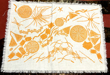 Antikes Folly Cove Designers 13x18" orange 40er/50er Jahre Tischset Cape Ann MA SELTEN! 