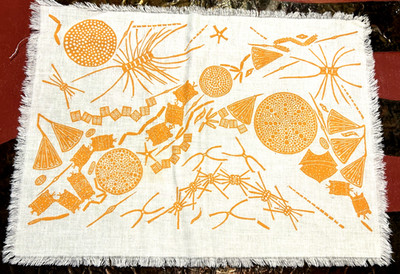 Antique Folly Cove Designers 13x18'' Orange 1940s/50s Placemat Cape Ann MA RARE! 