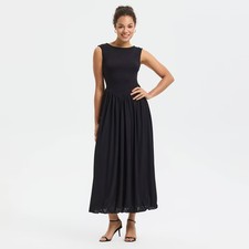 Women Sleeveless Bubble Hem Midi Dress - A New Day Black M