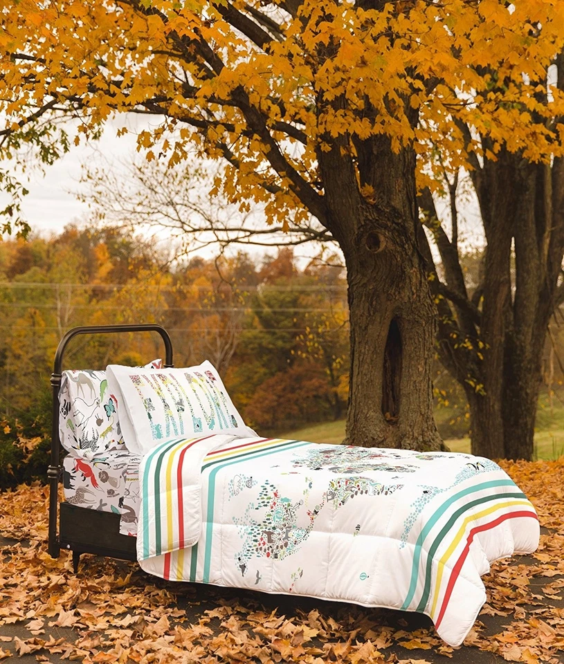 Twin Size Bedding Duvet Cover World Map Design 2 Piece Set Unisex, Soft Brush... - Image 2 of 4