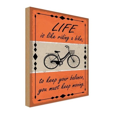 Holzschild 30x20 cm Life is like riding a bike Spruch Zitat Deko Geschenk Holz S