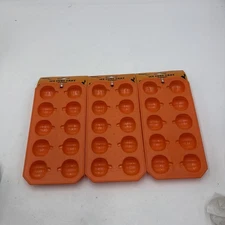 Halloween Pumpkin Ice Cube Trays Flexible Plastic Candy Chocolate Molds Lot Of 3