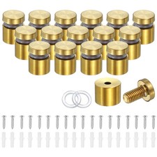 16Pcs 0.75" x 0.79"Standoff Screws Stainless Steel Wall Mount Kit, Gold