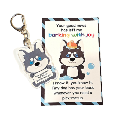 #ad Husky Puppy Dog Acrylic Keychain Cartoon Style Quote Positive Vibes Gift $12.00