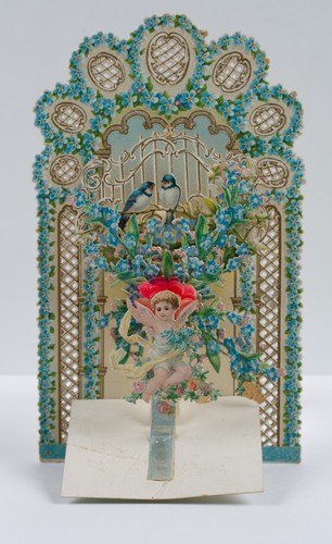 Grußkarte mit Vögeln u. Engeln, um 1900, Glückwunschbillet Unbekannt (19.Jhd) - Picture 3 of 4