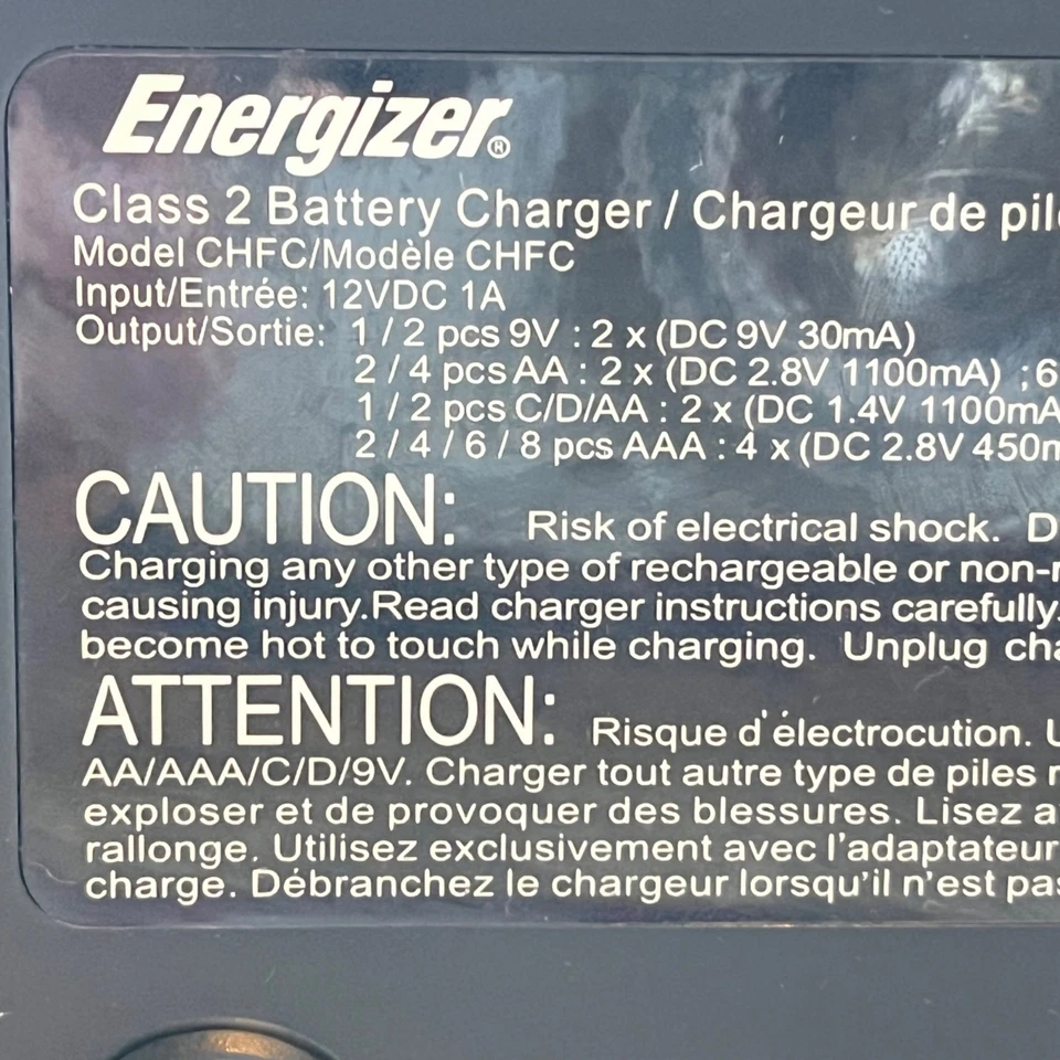 Energizer CHFC Class 2 Battery Charger For AA/AAA/C/D/9V Batteries - Image 3 of 4