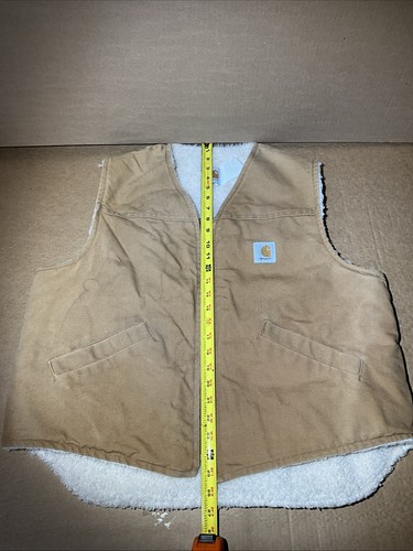 Vintage Carhartt Duck Sherpa Lined Zip Vest Made In USA Size Is A Guess XL? Read - Picture 10 of 24