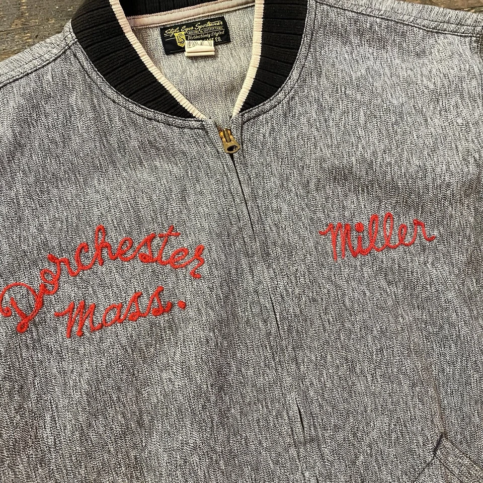 Chaqueta de bombardero cosida con cadena de sal y pimienta de caña de azúcar reproducción de la década de 1960 Foto 2 de 4