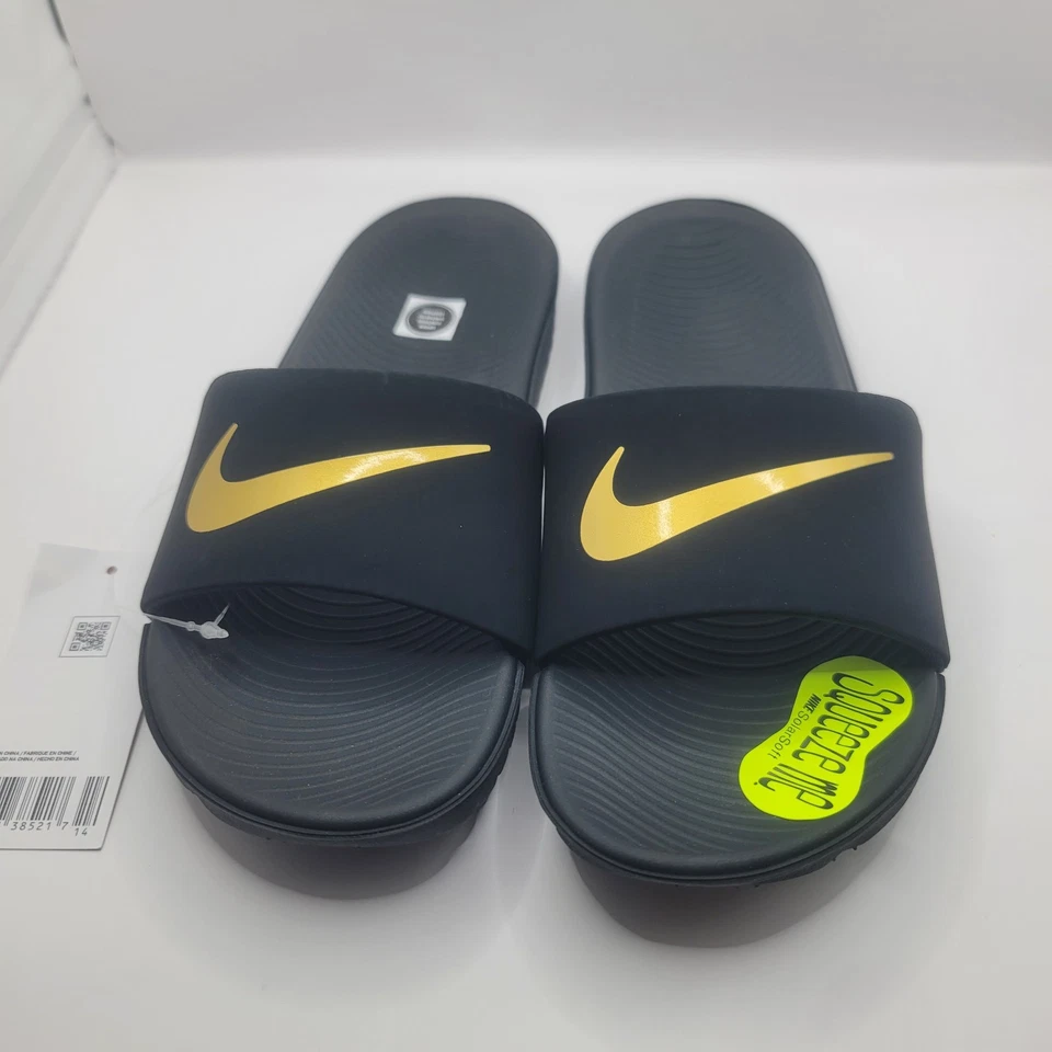 SANDALIA NIKE KAWA SLIDE GS 819352-003 NEGRA/DORADA METÁLICA JÓVENES NIÑOS TOBOGANES 3Y Foto 2 de 4