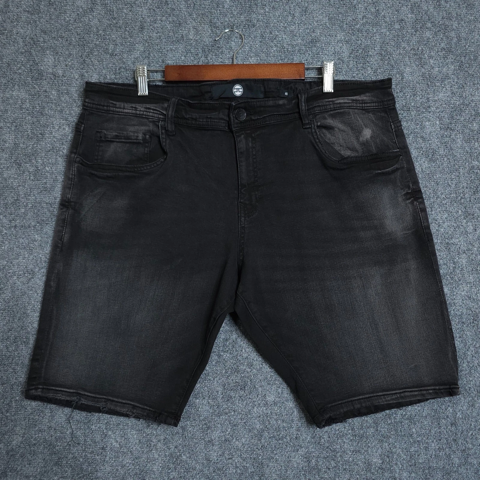 Jordan Craig pantaloncino jeans uomo 40 nero lavato leggero invecchiato denim elasticizzato Y2K