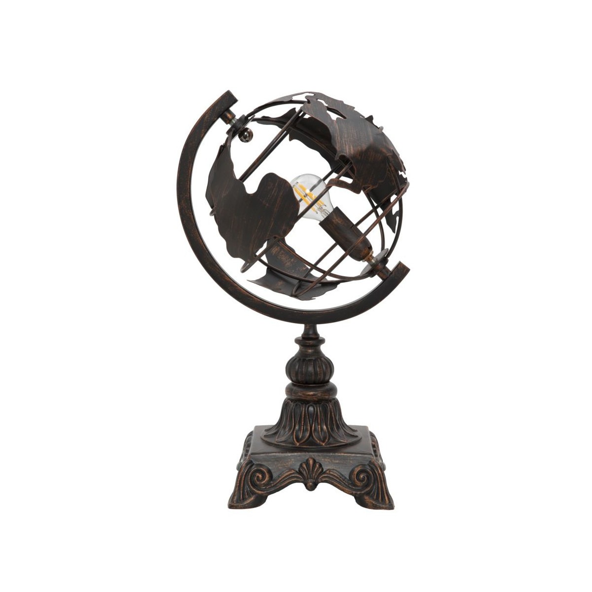 Lampe à poser en métal noir de 40cm modèle World pour table et bureau