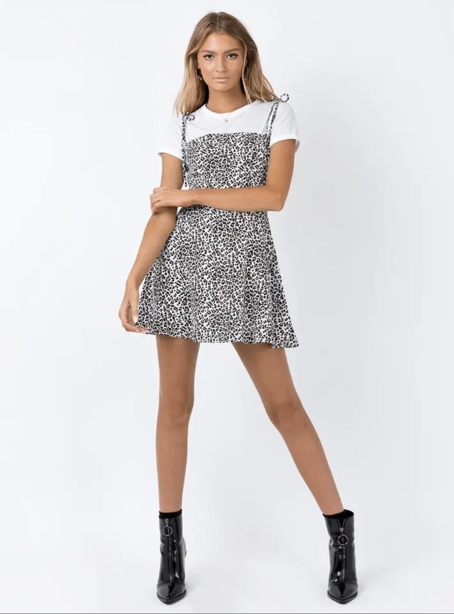 strapless open back dress Vestaire Halter Mini Dress Leopard