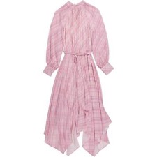 OMNES Pink Check Midi Dress