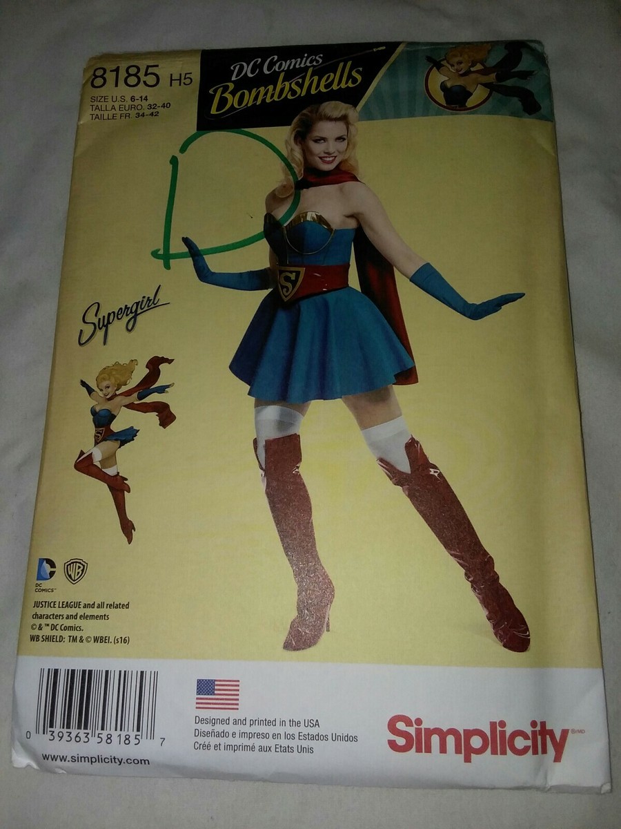Patron De Couture Simplicity DC Comics Bombshells - Supergirl, Tailles 34 à 50 - Occasion Neuf