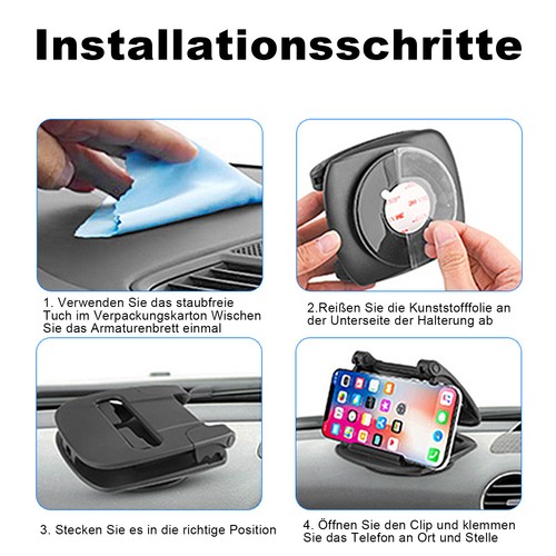 Armaturenbrett Autohalterung Universal Handy KFZ Halter Smartphone Cockpit Navi. - Zdjęcie 13 z 16