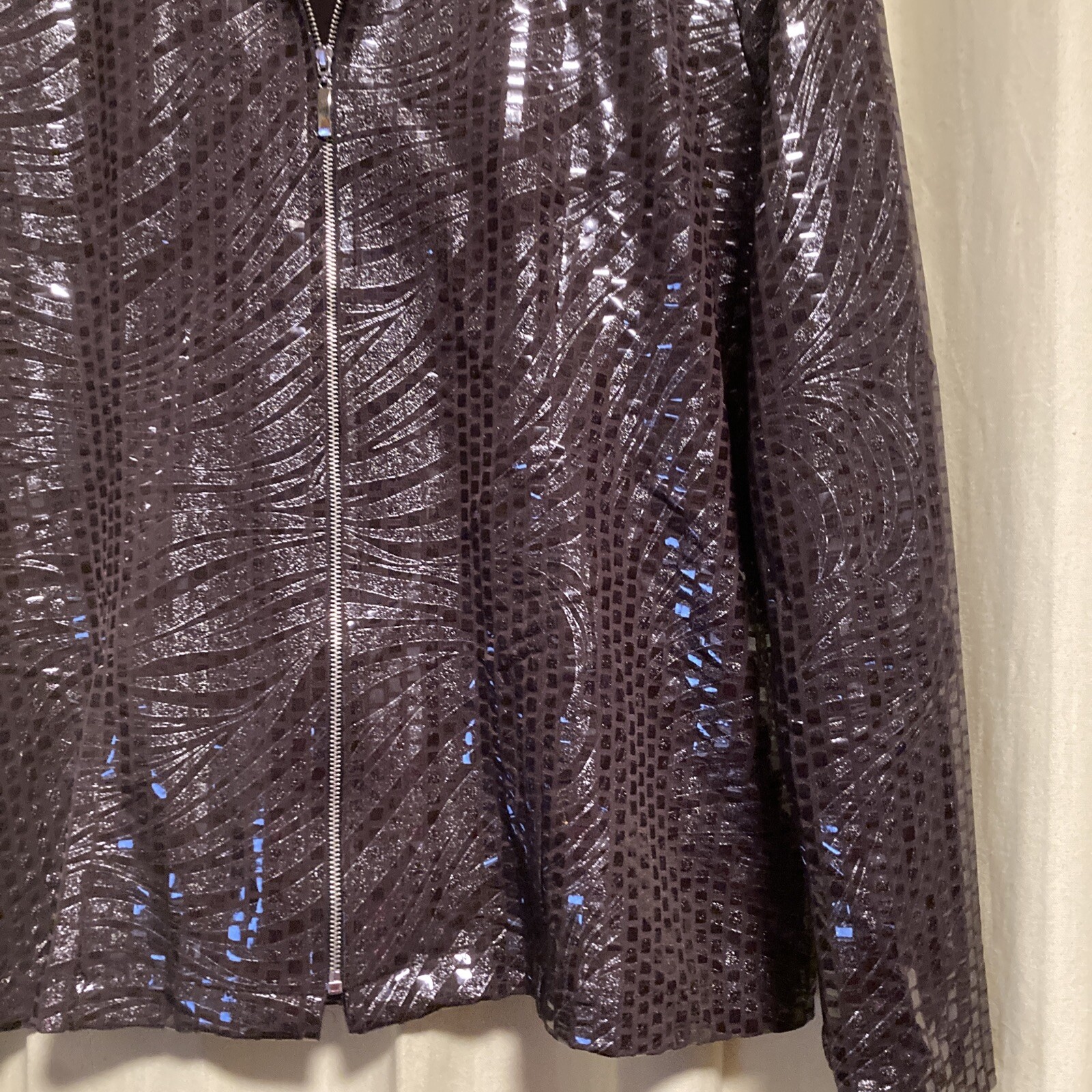 Exclusively Misook Brown Sequin Jacket Zip Front … - image 5