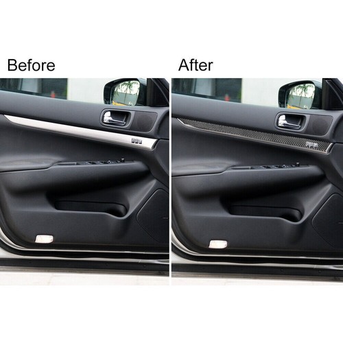 2pcs For INFINITI G37 2010-13 Carbon Fiber Front Door Stripe Interior Sticker - Foto 6 di 8
