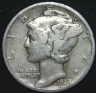 1938-P 10C Mercury Dime 90% Silver 21ocs0806