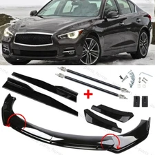 For INFINITI Q50 14-23 Front Rear Bumper Lip Spoiler Splitter Kit + Side Skirt