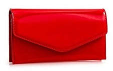 Women's Glossy Plain Patent Leather Clutch Bag Party Wedding Evening Handbag