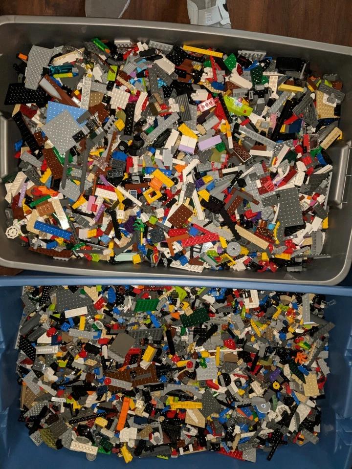 LEGO 10 libras lote a granel tirar aleatorio + 10 minifiguras auténticas piezas limpias mezcla h9 Foto 3 de 3