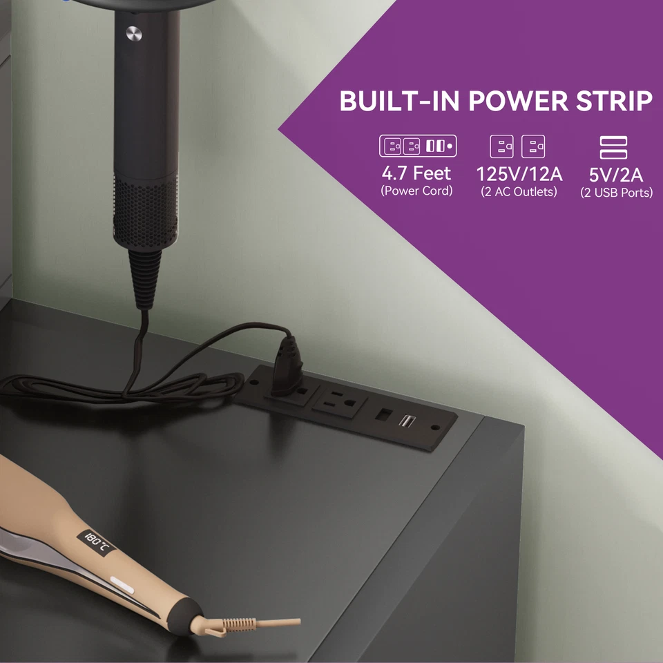 Juego de Tocador con Espejo Iluminado 3 Colores LED Maquillaje Tocador Escritorio Foto 3 de 4