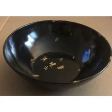 Midcentury MCM Serving Salad Bowl Elmar Plastics Courac Embedded Gold Straw